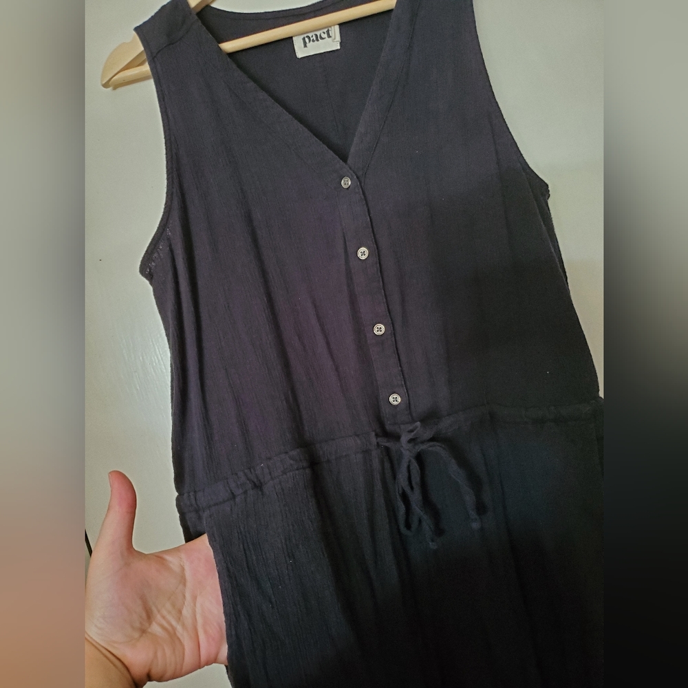 Organic Pact Large Black Jumpsuit with Pockets!